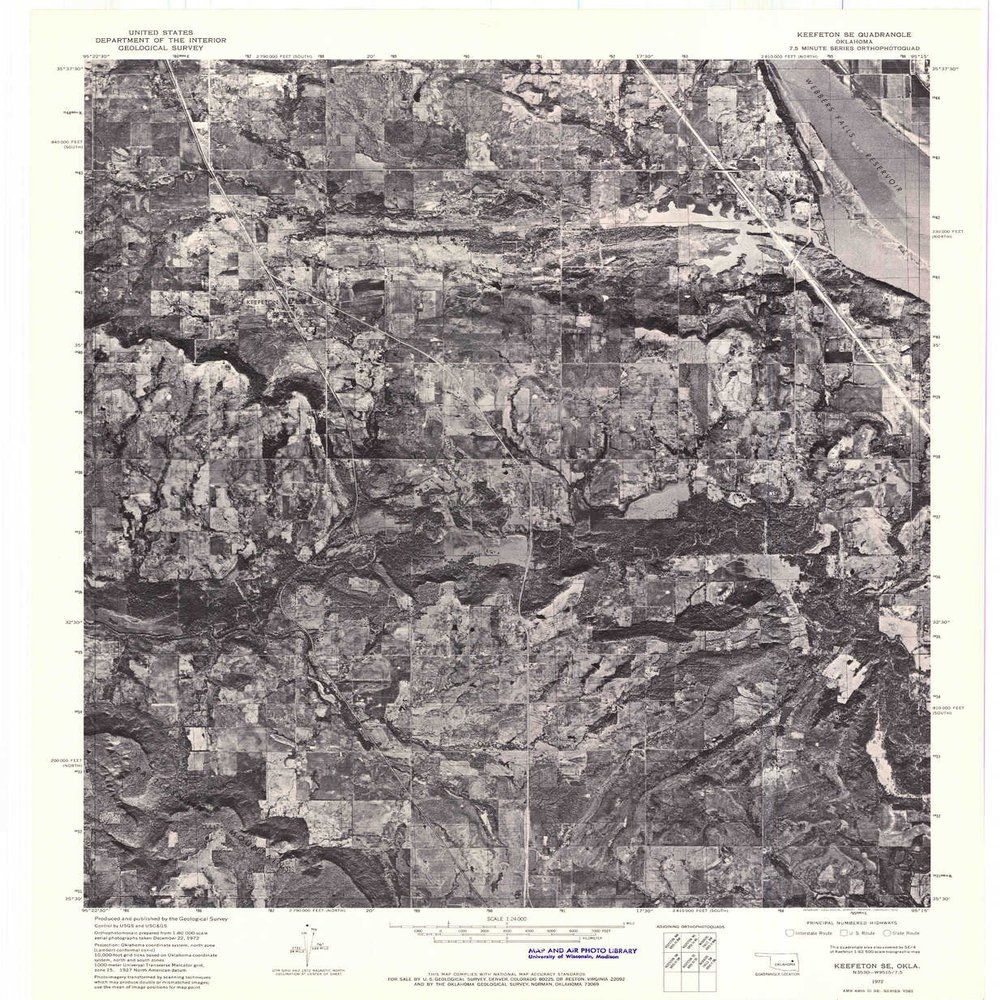 YellowMaps Keefeton SE OK topo map, 1:24000 Scale, 7.5 X 7.5 Minute, Historical, 1972, Updated 1974, 27.3 x 22.5 in - Polypropylene