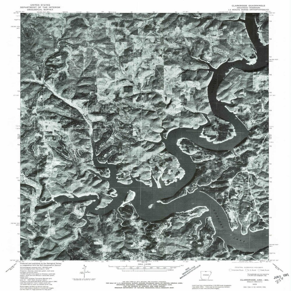 YellowMaps Clarkridge AR topo map, 1:24000 Scale, 7.5 X 7.5 Minute, Historical, 1979, Updated 1981, 26.6 x 21.4 in - Polypropylene