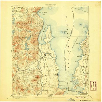 YellowMaps Willsboro NY topo map, 1:62500 Scale, 15 X 15 Minute, Historical, 1895, Updated 1907, 20.1 x 16.6 in - Polypropylene