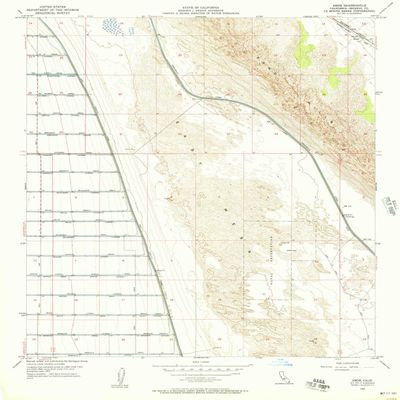 YellowMaps Amos CA topo map, 1:24000 Scale, 7.5 X 7.5 Minute, Historical, 1956, Updated 1957, 26.8 x 22 in - Polypropylene