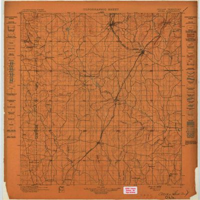 YellowMaps Atoka OK topo map, 1:125000 Scale, 30 X 30 Minute, Historical, 1899, 20.4 x 18 in - Polypropylene