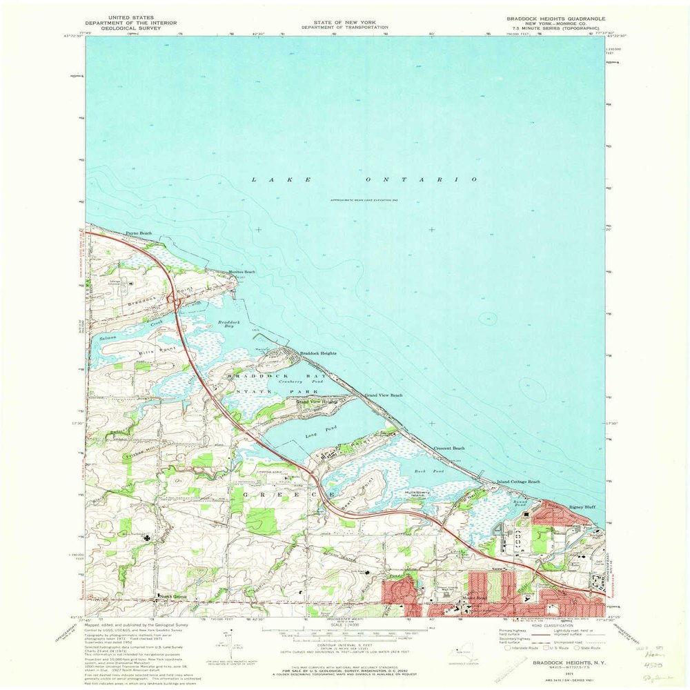 YellowMaps Braddock Heights NY topo map, 1:24000 Scale, 7.5 X 7.5 Minute, Historical, 1971, Updated 1973, 27 x 22 in - Polypropylene