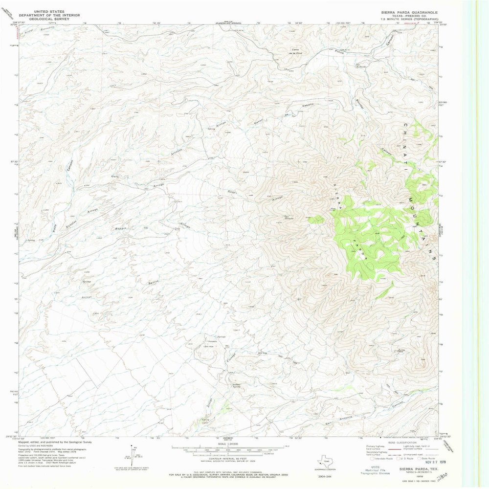 YellowMaps Sierra Parda TX topo map, 1:24000 Scale, 7.5 X 7.5 Minute, Historical, 1978, Updated 1978, 27.1 x 23.2 in - Polypropylene