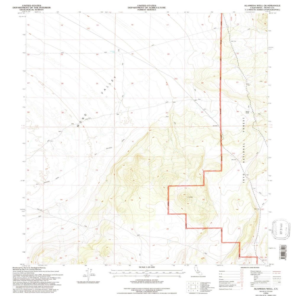 Alameda Well CA topo map, 1:24000 Scale, 7.5 X 7.5 Minute, Historical, 1994, 26.7 x 21.9 in - Tyvek