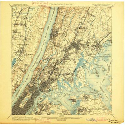 YellowMaps Harlem NY topo map, 1:62500 Scale, 15 X 15 Minute, Historical, 1900, Updated 1901, 20.1 x 16.6 in - Tyvek