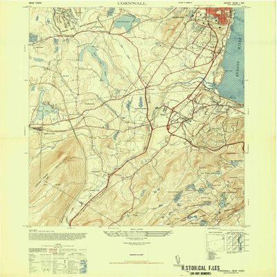 YellowMaps Cornwall NY topo map, 1:24000 Scale, 7.5 X 7.5 Minute, Historical, 1947, 28.8 x 22.1 in - Tyvek