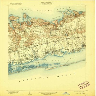 YellowMaps Islip NY topo map, 1:125000 Scale, 30 X 30 Minute, Historical, 1904, Updated 1920, 19.8 x 16.5 in - Tyvek