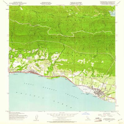 YellowMaps Carpinteria CA topo map, 1:24000 Scale, 7.5 X 7.5 Minute, Historical, 1952, Updated 1961, 26.7 x 22 in - Tyvek