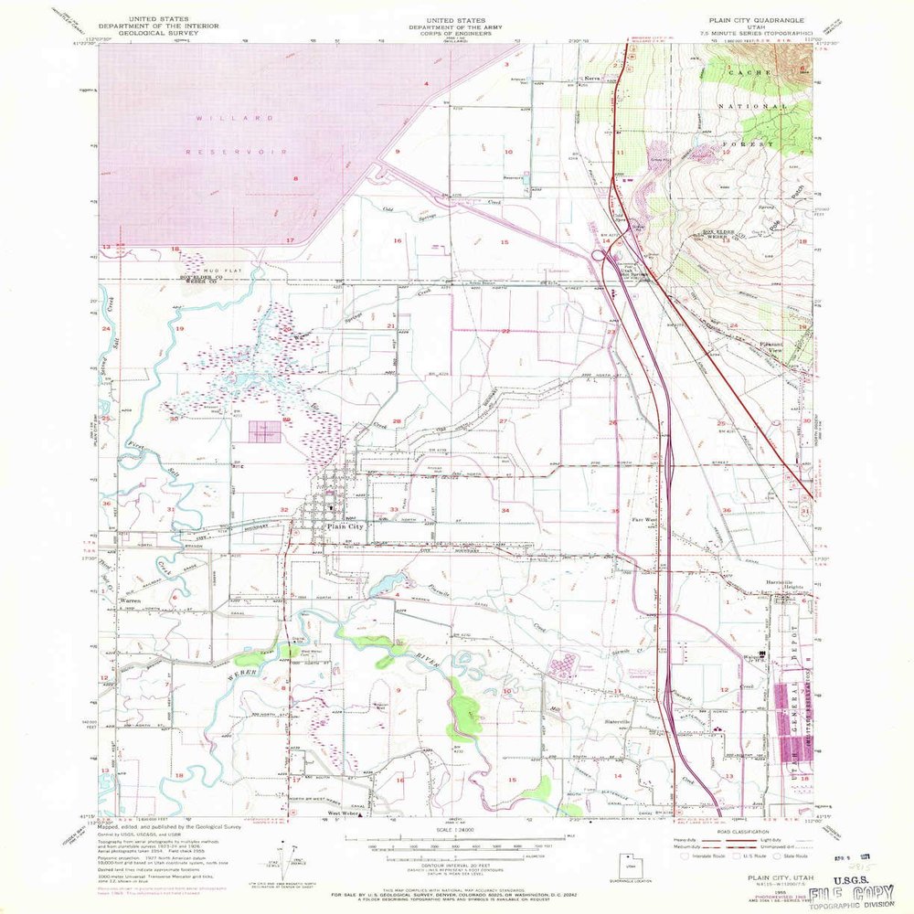 YellowMaps Plain City UT topo map, 1:24000 Scale, 7.5 X 7.5 Minute, Historical, 1969, Updated 1971, 26.9 x 22 in - Tyvek