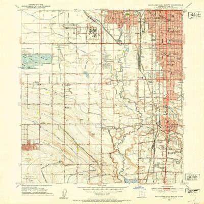 YellowMaps Salt Lake City South UT topo map, 1:24000 Scale, 7.5 X 7.5 Minute, Historical, 1951, Updated 1953, 26.9 x 21.9 in - Tyvek