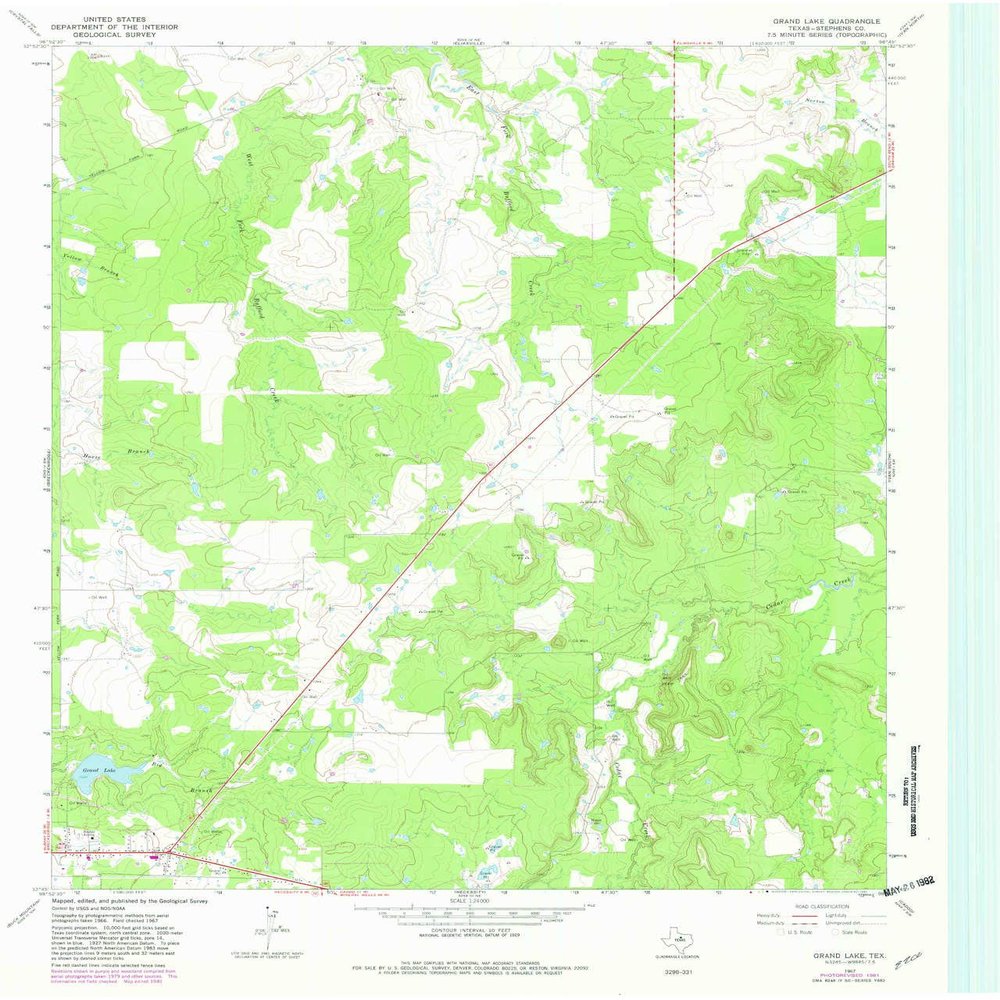 YellowMaps Grand Lake TX topo map, 1:24000 Scale, 7.5 X 7.5 Minute, Historical, 1967, Updated 1982, 27 x 23 in - Polypropylene