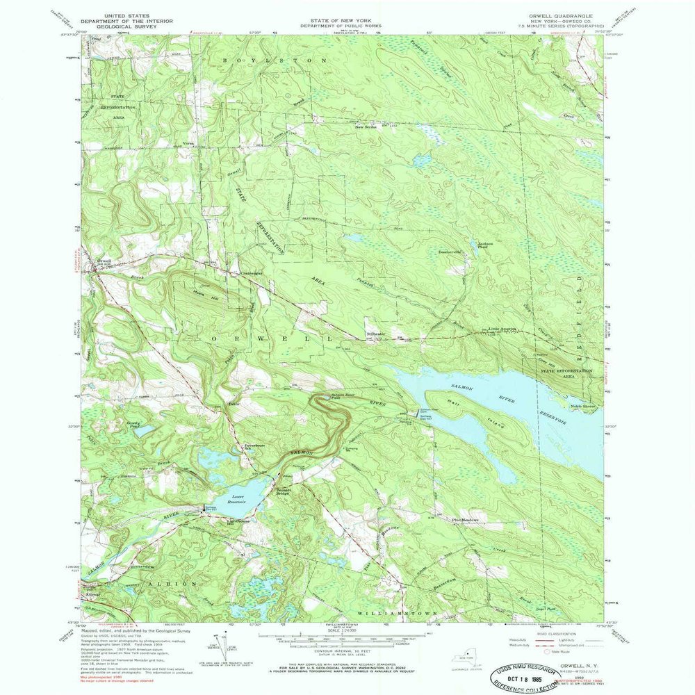 Orwell NY topo map, 1:24000 Scale, 7.5 X 7.5 Minute, Historical, 1959, Updated 1985, 26.9 x 22 in - Tyvek