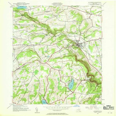 YellowMaps Altamont NY topo map, 1:24000 Scale, 7.5 X 7.5 Minute, Historical, 1944, Updated 1959, 26.8 x 22 in - Polypropylene