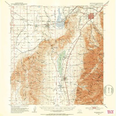 YellowMaps Santaquin UT topo map, 1:62500 Scale, 15 X 15 Minute, Historical, 1951, Updated 1953, 20.6 x 16.9 in - Polypropylene