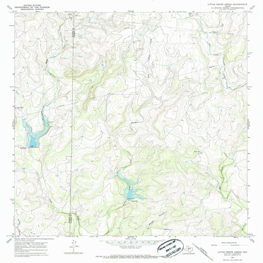 YellowMaps Little Grape Creek TX topo map, 1:24000 Scale, 7.5 X 7.5 Minute, Historical, 1967, Updated 1970, 26.8 x 22 in - Tyvek