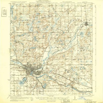 YellowMaps Battle Creek MI topo map, 1:62500 Scale, 15 X 15 Minute, Historical, 1918, Updated 1932, 19.7 x 16.3 in - Tyvek