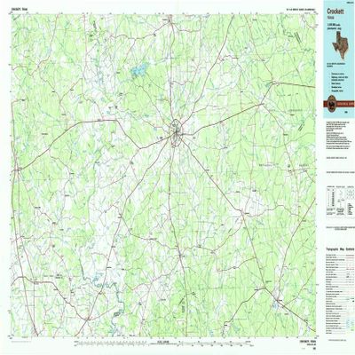 YellowMaps Crockett TX topo map, 1:100000 Scale, 30 X 60 Minute, Historical, 1985, Updated 1985, 24.1 x 43.8 in - Tyvek