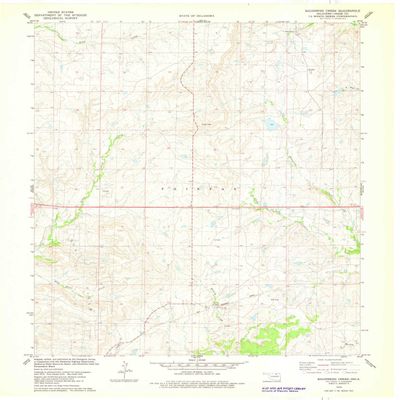 YellowMaps Baconrind Creek OK topo map, 1:24000 Scale, 7.5 X 7.5 Minute, Historical, 1978, Updated 1978, 27.3 x 22.4 in - Polypropylene