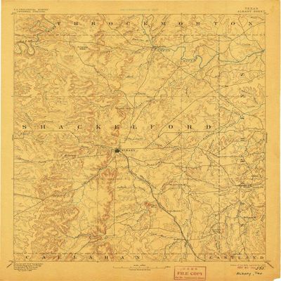 YellowMaps Albany TX topo map, 1:125000 Scale, 30 X 30 Minute, Historical, 1893, Updated 1906, 19.9 x 16.5 in - Polypropylene