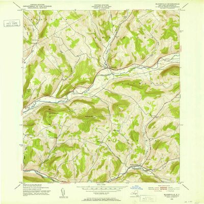YellowMaps Bloomville NY topo map, 1:24000 Scale, 7.5 X 7.5 Minute, Historical, 1943, Updated 1971, 26.9 x 22 in - Polypropylene