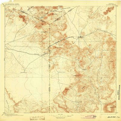 YellowMaps Alpine TX topo map, 1:125000 Scale, 30 X 30 Minute, Historical, 1895, Updated 1904, 19.8 x 16.5 in - Polypropylene
