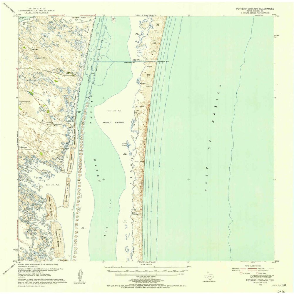 YellowMaps Potrero Cortado TX topo map, 1:62500 Scale, 15 X 15 Minute, Historical, 1955, Updated 1956, 20.9 x 18 in - Tyvek