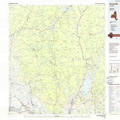 YellowMaps Gloversville NY topo map, 1:100000 Scale, 30 X 60 Minute, Historical, 1985, Updated 1986, 24.1 x 40 in - Polypropylene