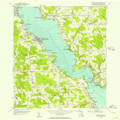 YellowMaps Chautauqua NY topo map, 1:24000 Scale, 7.5 X 7.5 Minute, Historical, 1954, Updated 1956, 26.9 x 22 in - Polypropylene