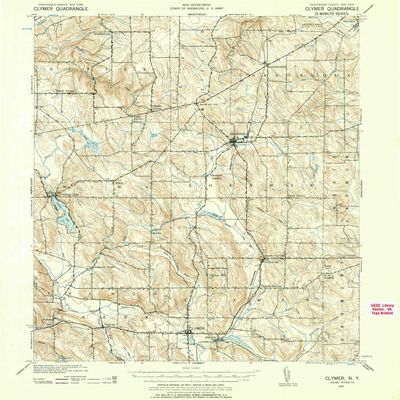 YellowMaps Clymer NY topo map, 1:62500 Scale, 15 X 15 Minute, Historical, 1939, Updated 1957, 20.5 x 16.3 in - Tyvek