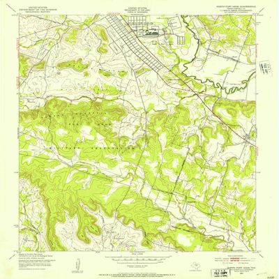 YellowMaps North Fort Hood TX topo map, 1:24000 Scale, 7.5 X 7.5 Minute, Historical, 1947, Updated 1953, 26.9 x 23 in - Tyvek