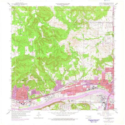 YellowMaps Sand Springs OK topo map, 1:24000 Scale, 7.5 X 7.5 Minute, Historical, 1956, Updated 1975, 27.4 x 22.5 in - Tyvek