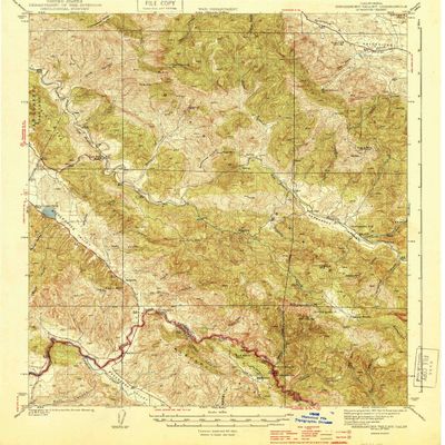 YellowMaps Hernandez Valley CA topo map, 1:62500 Scale, 15 X 15 Minute, Historical, 1944, 19.8 x 16.6 in - Polypropylene