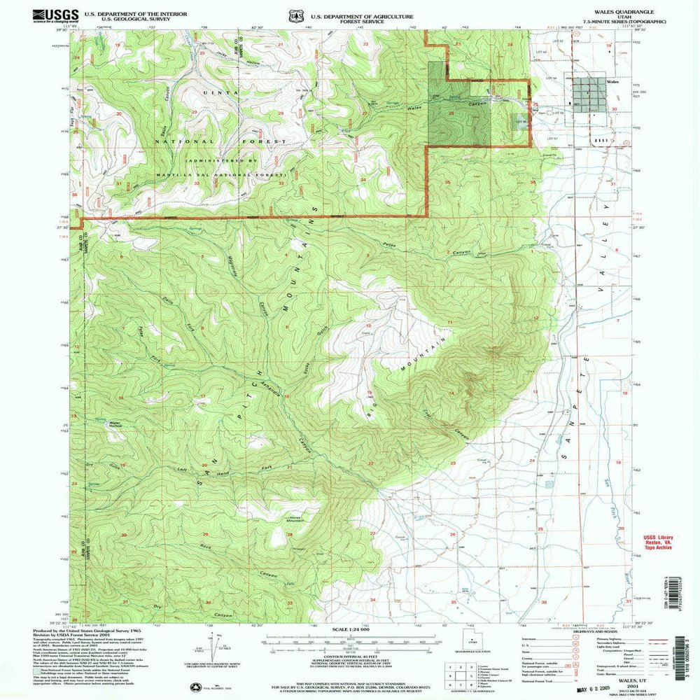 YellowMaps Wales UT topo map, 1:24000 Scale, 7.5 X 7.5 Minute, Historical, 2001, Updated 2004, 26.7 x 21.9 in - Tyvek