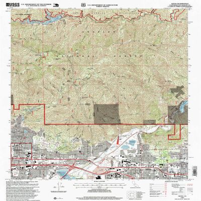 YellowMaps Azusa CA topo map, 1:24000 Scale, 7.5 X 7.5 Minute, Historical, 1995, Updated 1999, 26.8 x 21.5 in - Polypropylene