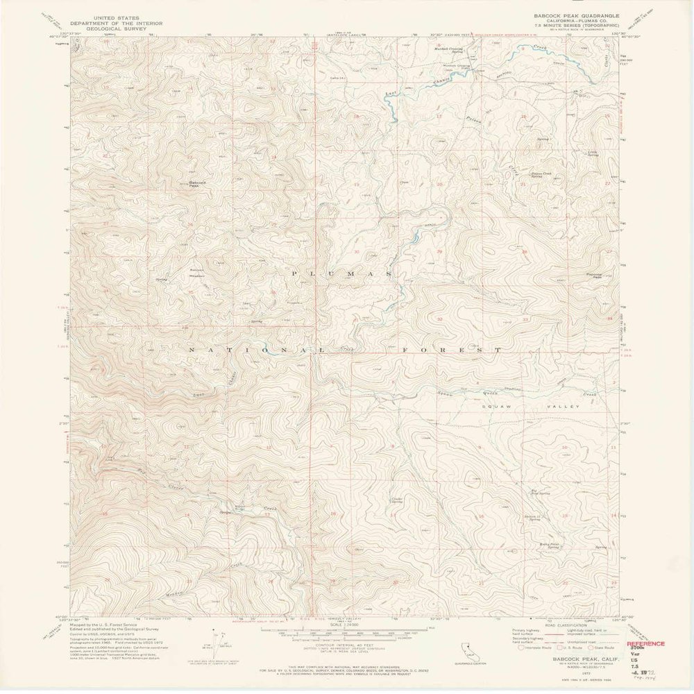 YellowMaps Babcock Peak CA topo map, 1:24000 Scale, 7.5 X 7.5 Minute, Historical, 1972, Updated 1974, 27.1 x 22 in - Tyvek