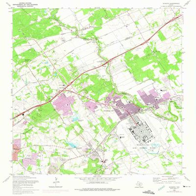 YellowMaps Schertz TX topo map, 1:24000 Scale, 7.5 X 7.5 Minute, Historical, 1967, Updated 1975, 26.9 x 23 in - Polypropylene