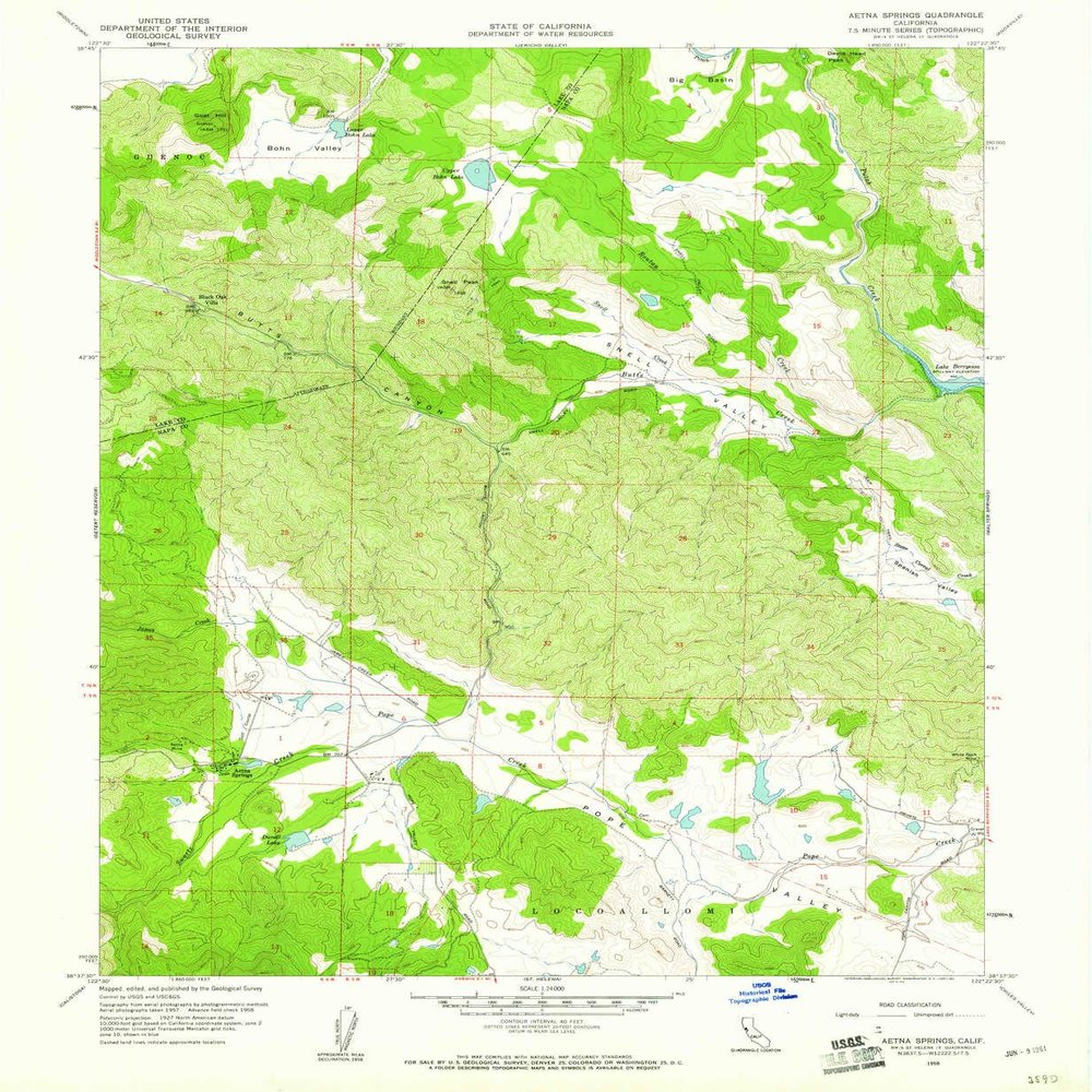 YellowMaps Aetna Springs CA topo map, 1:24000 Scale, 7.5 X 7.5 Minute, Historical, 1958, Updated 1961, 26.8 x 22 in - Polypropylene