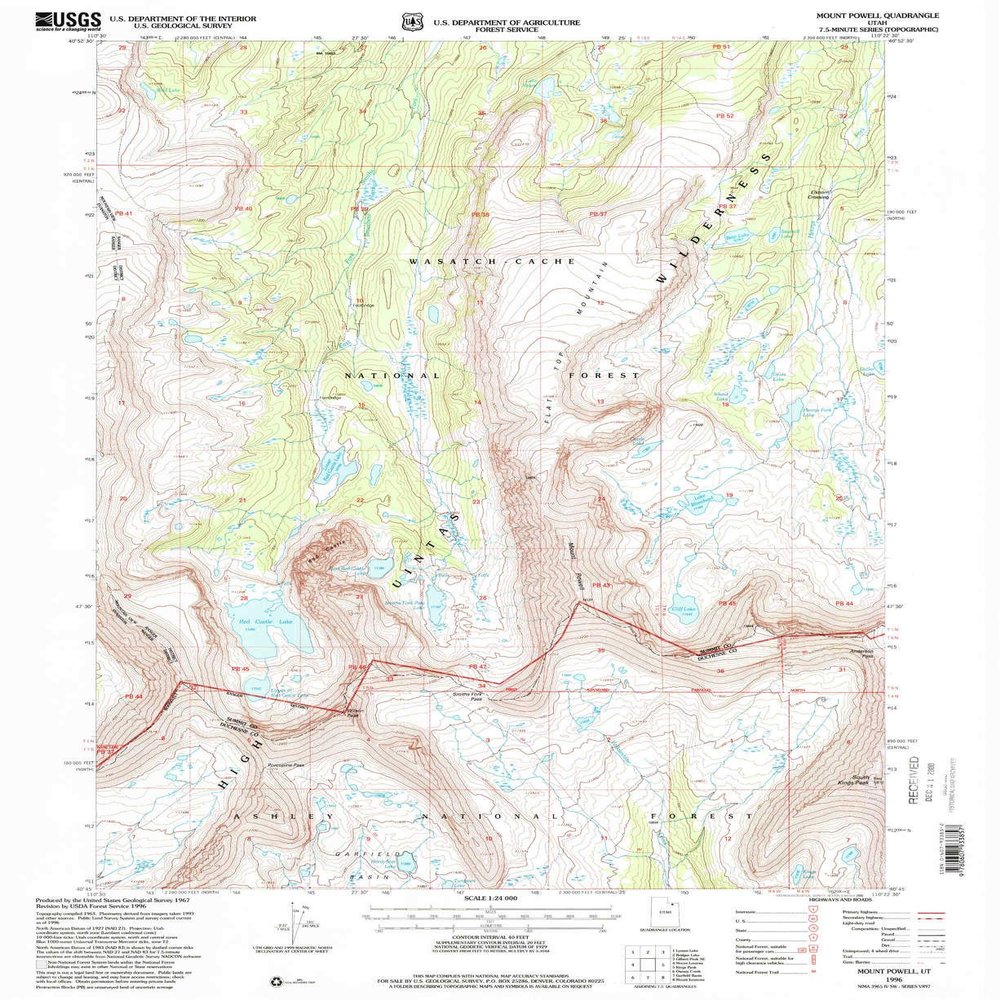 Mount Powell UT topo map, 1:24000 Scale, 7.5 X 7.5 Minute, Historical, 1996, Updated 2000, 26.7 x 21.8 in - Polypropylene
