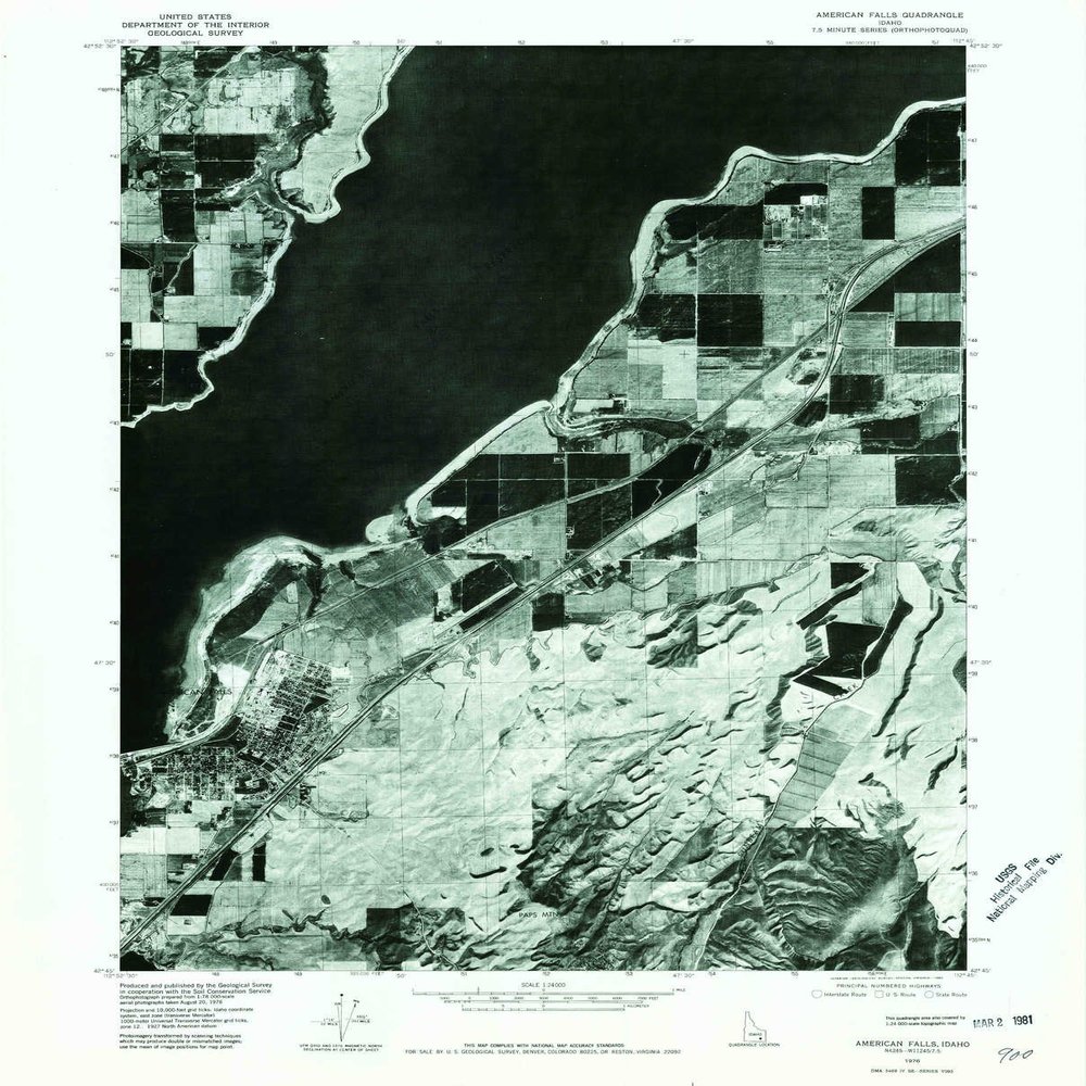 YellowMaps American Falls ID topo map, 1:24000 Scale, 7.5 X 7.5 Minute, Historical, 1976, Updated 1980, 26.8 x 21.5 in - Polypropylene