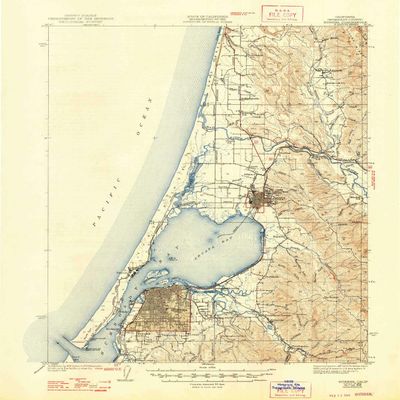 YellowMaps Eureka CA topo map, 1:62500 Scale, 15 X 15 Minute, Historical, 1942, Updated 1948, 20.8 x 16.6 in - Tyvek