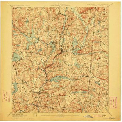YellowMaps Carmel NY topo map, 1:62500 Scale, 15 X 15 Minute, Historical, 1894, Updated 1911, 20.1 x 16.6 in - Polypropylene