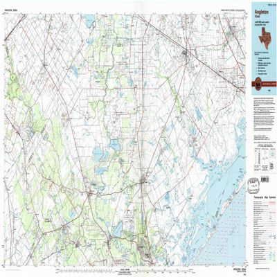 YellowMaps Angleton TX topo map, 1:100000 Scale, 30 X 60 Minute, Historical, 1984, Updated 1984, 24 x 44 in - Polypropylene