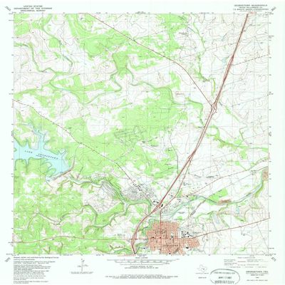YellowMaps Georgetown TX topo map, 1:24000 Scale, 7.5 X 7.5 Minute, Historical, 1982, Updated 1987, 27.1 x 22.1 in - Polypropylene