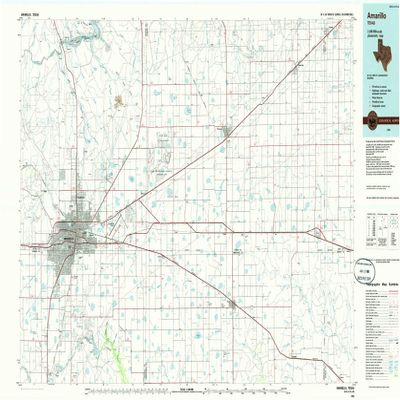 YellowMaps Amarillo TX topo map, 1:100000 Scale, 30 X 60 Minute, Historical, 1986, Updated 1986, 24.1 x 43.1 in - Polypropylene