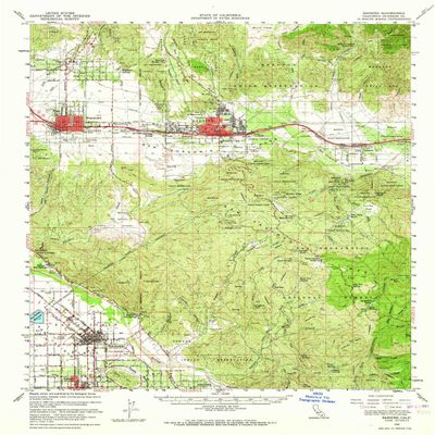 YellowMaps Banning CA topo map, 1:62500 Scale, 15 X 15 Minute, Historical, 1956, Updated 1964, 20.8 x 16.6 in - Polypropylene