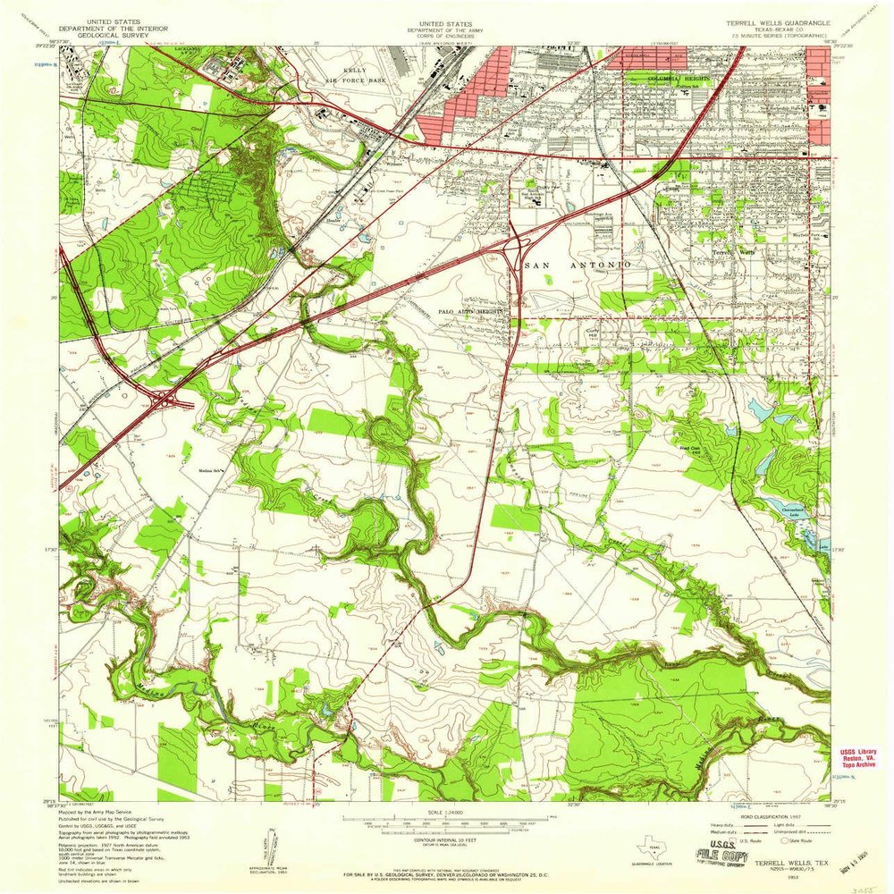 Terrell Wells TX topo map, 1:24000 Scale, 7.5 X 7.5 Minute, Historical, 1953, Updated 1959, 26.9 x 23.1 in - Tyvek