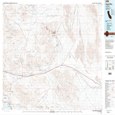 YellowMaps Eagle Mountains CA topo map, 1:100000 Scale, 30 X 60 Minute, Historical, 1986, Updated 1986, 24.1 x 42.6 in - Polypropylene