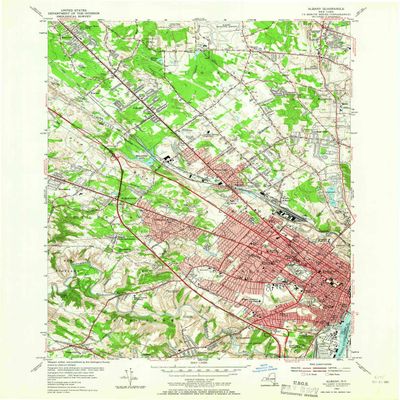 YellowMaps Albany NY topo map, 1:24000 Scale, 7.5 X 7.5 Minute, Historical, 1953, Updated 1965, 26.9 x 22.1 in - Polypropylene