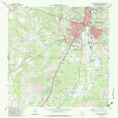 YellowMaps Nacogdoches South TX topo map, 1:24000 Scale, 7.5 X 7.5 Minute, Historical, 1983, Updated 1983, 27 x 23.1 in - Polypropylene