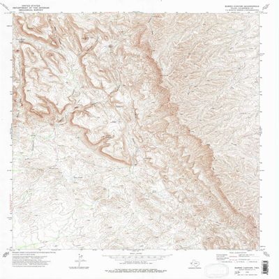 YellowMaps Burro Canyon TX topo map, 1:24000 Scale, 7.5 X 7.5 Minute, Historical, 1973, Updated 1976, 27 x 22.1 in - Tyvek